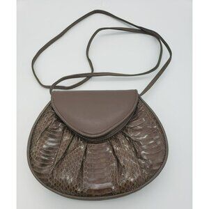 Host Pick! Vtg Whiting & Davis Snakeskin Leather Purse convertible Clutch Brown